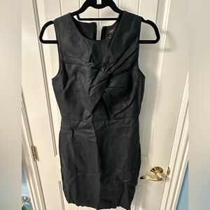 J Crew Tall Drape Knot Dress in Irish Linen Black Size 4 G5797